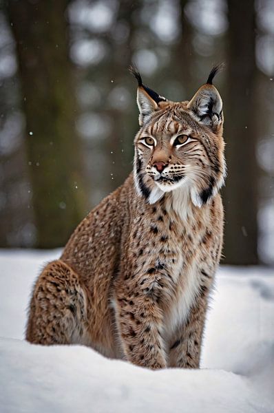 Lynx in winter habitat by Art & Soul Creations