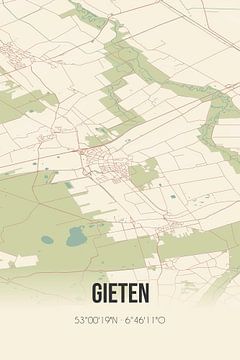 Vintage landkaart van Gieten (Drenthe) van MijnStadsPoster