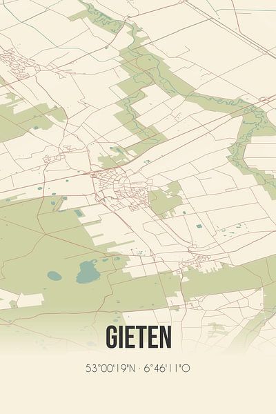 Vintage map of Gieten (Drenthe) by Prints of Place