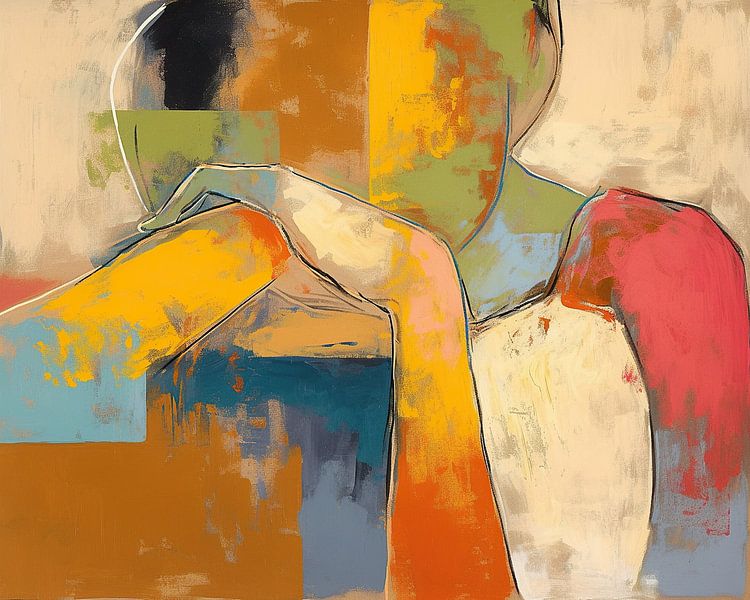 Modern Woman with Geometric Shapes by Eye catching paintings