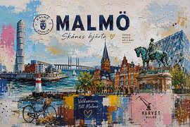 Malmö Postcard painting, Sweden – A Beautiful city in Europe. by Gallery Hoppenbrouwers