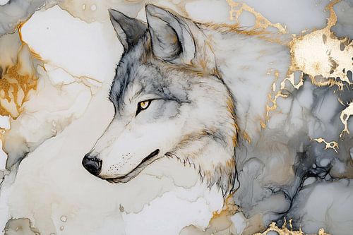 Abstracte wolf in aquarelstijl