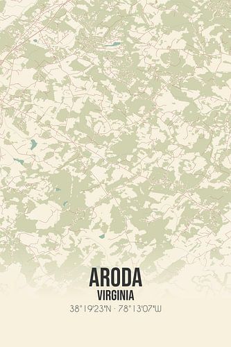 Carte d'époque d'Aroda (Virginie), USA.
