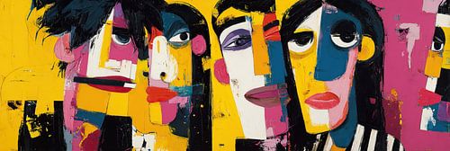 Moderne Gesichter in kräftigen Farben