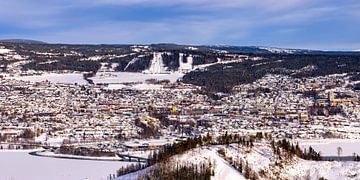 Beeld van Lillehammer in de winter, Noorwegen