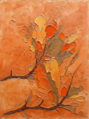 Moderne Abstraktion: Herbstblätter in warmem Orange