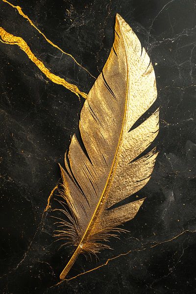 Golden feather on marble by Imperial Art House