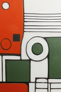Abstract oranje groen wit van Natasja Haandrikman