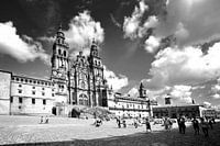 Kathedraal van Santiago de Compostella, Spanje (zwart-wit)