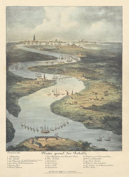 Loop van de Schelde van Fort Bath tot Antwerpen, 1832, J.B. Clermans van Meesterlijcke Meesters