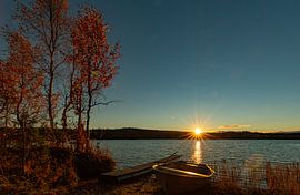 Golden silence - autumn sun over a lake in Swedish Lapland