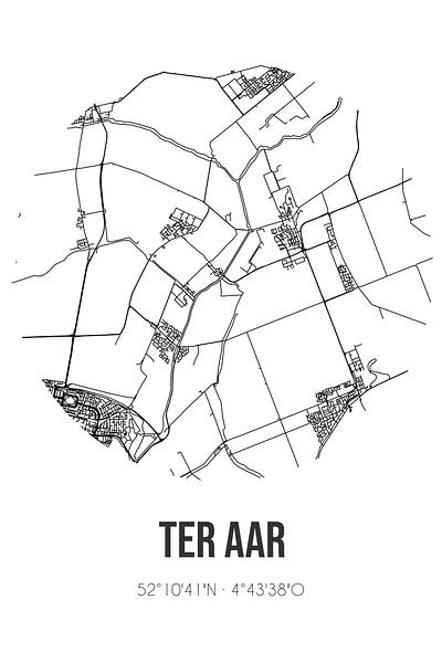 Ter Aar (Zuid-Holland) | Landkaart | Zwart-wit van Stad & Wand