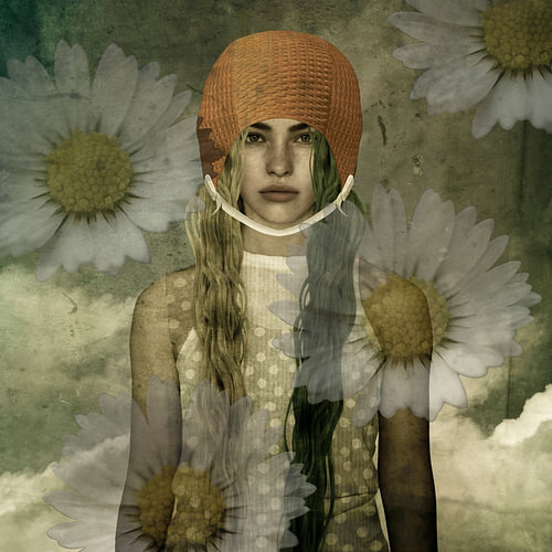 Badehaube „Girl Madeliefje“ im Mixed-Media-Stil