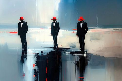 Drie mannen in smoking op de Waddenzee-07b van Rautenberg Digital Art Maritim
