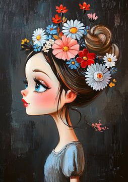 Joyeuse fille aux yeux dorés sur Peintures accrocheuses