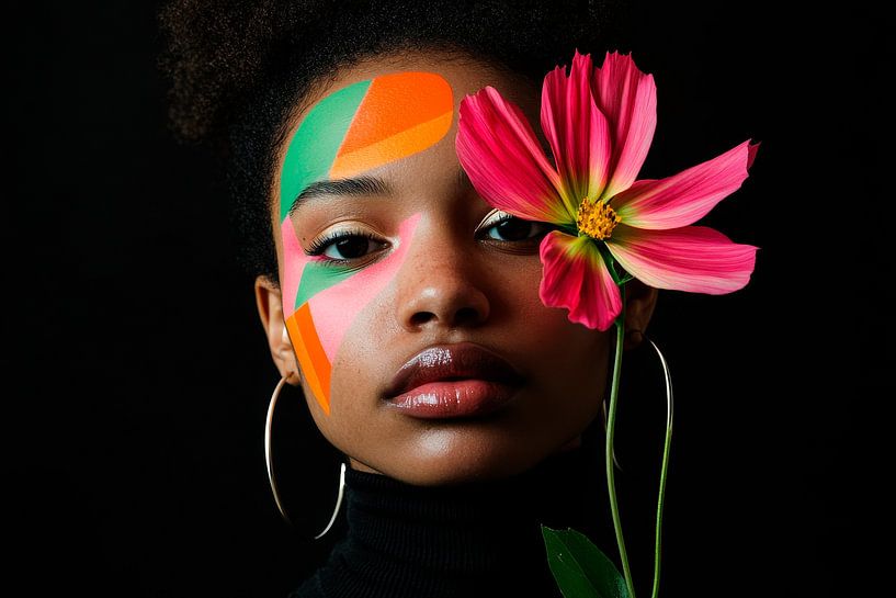 Play of colours on face with flower by Poster Art Shop