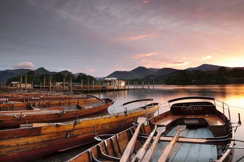 Derwent Water at sunset, Lake District,