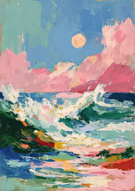 Impressionistische Meereswelle im Abendlicht von Niklas Maximilian