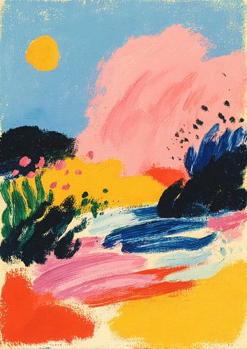 Expressief landschap - zon over het veld