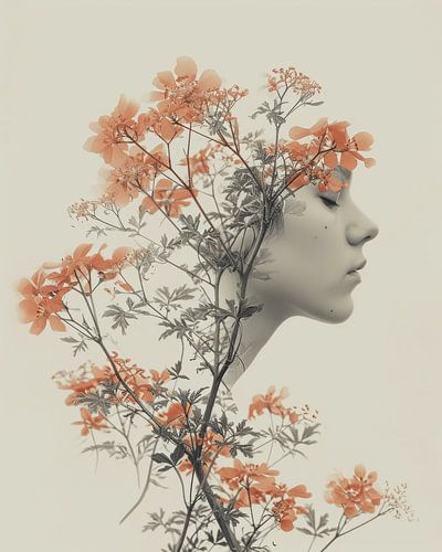 Portret in wabi-sabi stijl