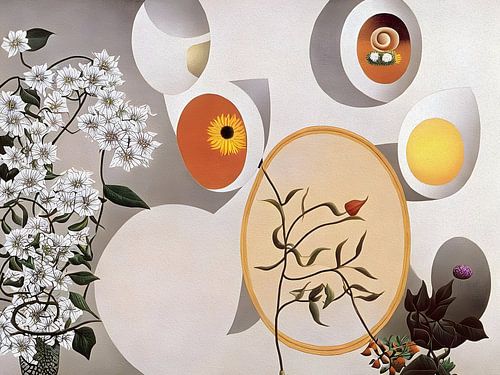 Abstracte nazomer met grijs, oranje en geel