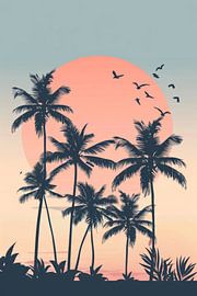 Sonnenuntergang über Palmen von Poster Art Shop