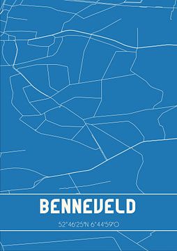 Blauwdruk | Landkaart | Benneveld (Drenthe) van MijnStadsPoster
