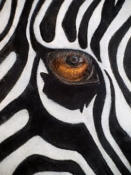 Zachte blik van een zebra. van Ineke de Rijk