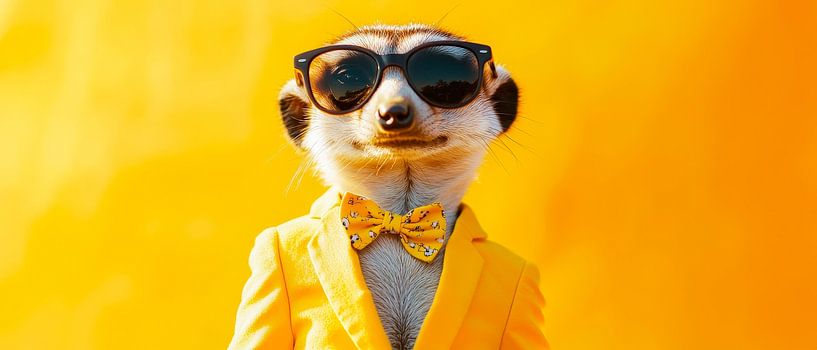 Chic meerkat in a yellow suit by Poster Art Shop