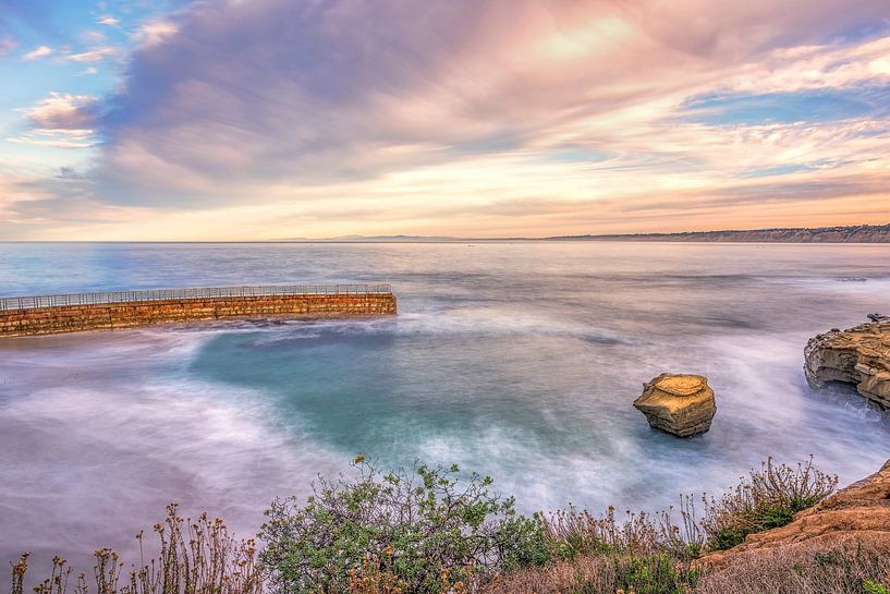 A Seawall Sunrise - La Jolla, California by Joseph S Giacalone Photography