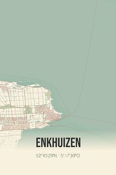 Vintage landkaart van Enkhuizen (Noord-Holland) van MijnStadsPoster