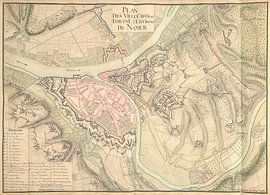 Old map of the city of Namur from around 1710.