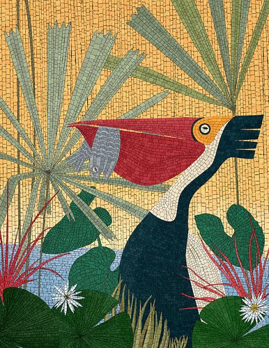 Pelikaan mozaïek kunst