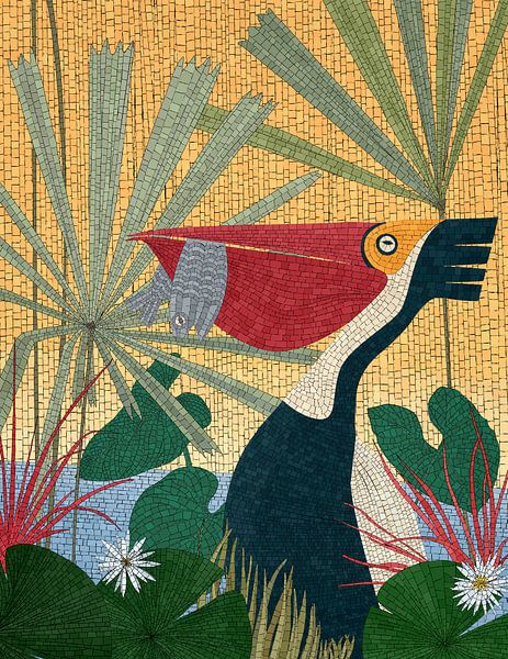 Pelikan Mosaik Kunst von Richard Laschon