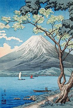 Mount Fuji van Lake Yamanaka van Hiroaki Takahashi. verbeterde versie. van Frank Zuidam