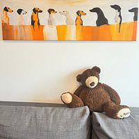 Photo de nos clients: Les chiens en rangée se regardent les uns les autres par Karina Brouwer, sur toile