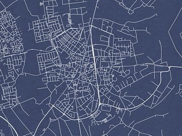 Carte de Valkenswaard en bleu royal sur Map Art Studio