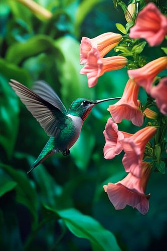 Colibri visitant une fleur