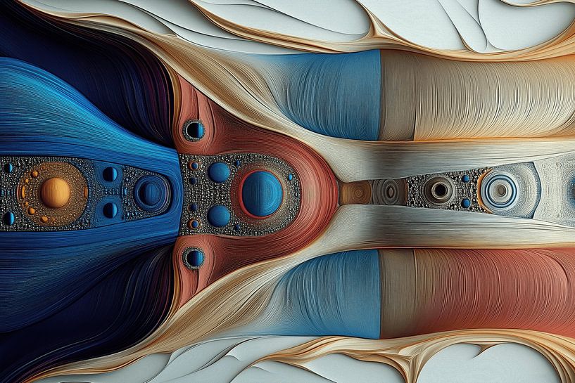 Abstract-Geometric shapes in 3D + line art by Ton Kuijpers