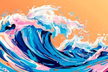 Colourful wave in the sunset by Poster Art Shop