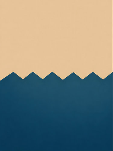 Minimalistische Berglandschaft Illustration in Blau und Beige