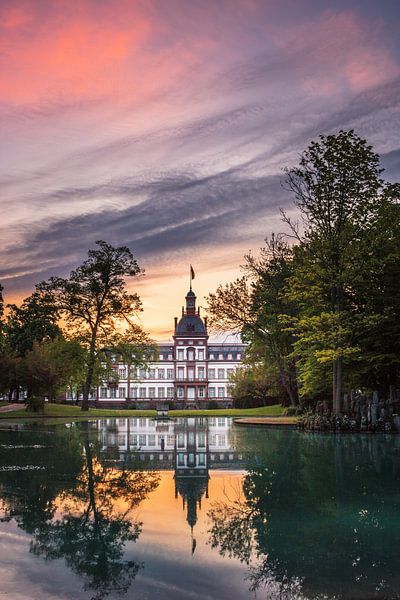 Château de Philippsruhe avec parc du château et reflet dans le lac par Fotos by Jan Wehnert