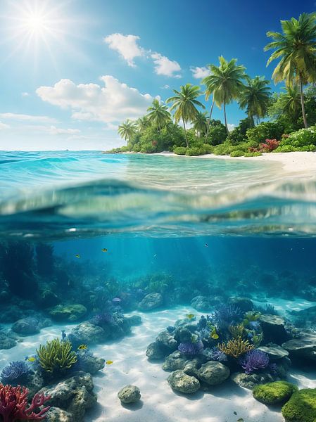 beautiful view on the beach by hisamvideo art