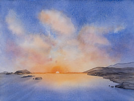 Wolken, Klippen und das Meer bei Sonnenaufgang