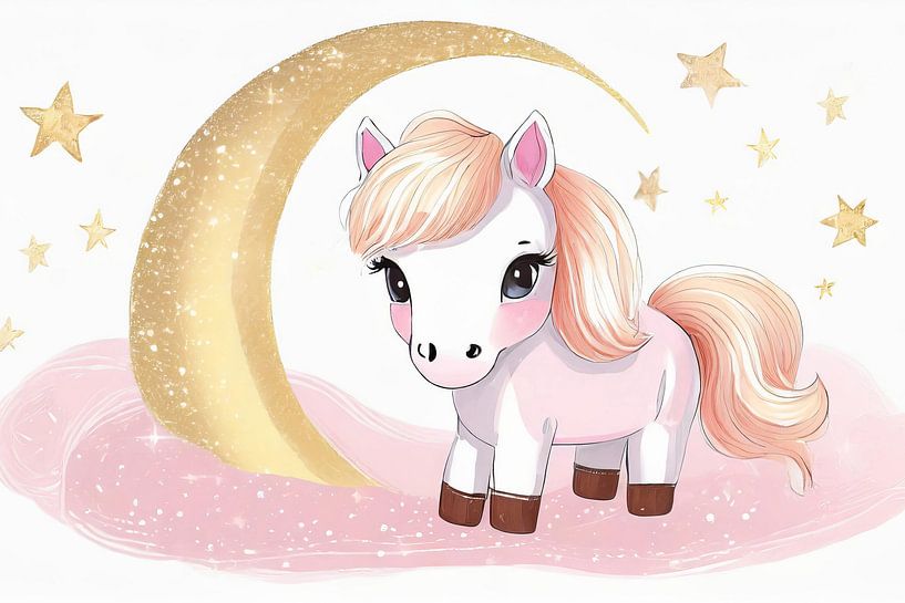 Verträumtes Pony in rosa von Uwe Merkel