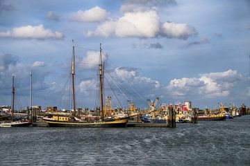Vissersboten in de haven van Lauwersmeer. van Kvinne Fotografie