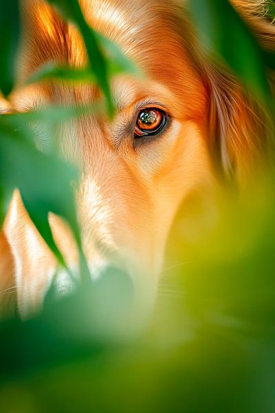 Regard de chien dans la verdure par Poster Art Shop