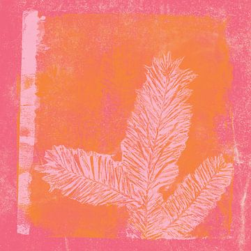 Kerstmis in neonkleuren. Moderne botanische kunst in roze, oranje en lila van Dina Dankers