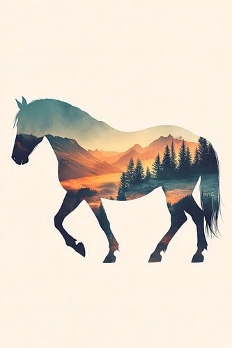 Horse in a magical landscape