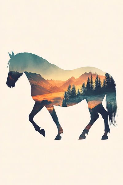 Horse in a magical landscape by Poster Art Shop